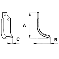 LAME DE ROTALABOUR/ROTAVATOR GAUCHE 194 X 60 X 6 