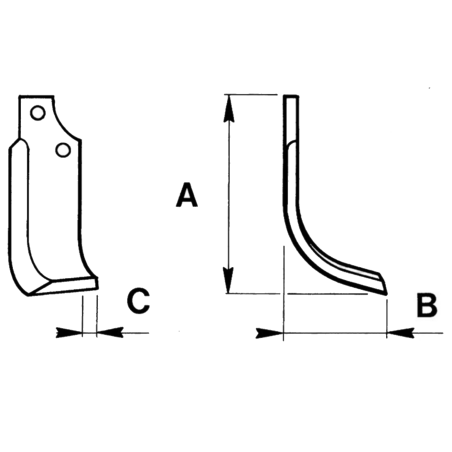 LAME DE ROTALABOUR/ROTAVATOR DROITE 194 X 60 X 6 LAME DE ROTALABOUR/ROTAVATOR DROITE 194 X 60 X 6