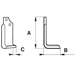 LAME DE ROTALABOUR/ROTAVATOR GAUCHE 190 X 60 X 6 