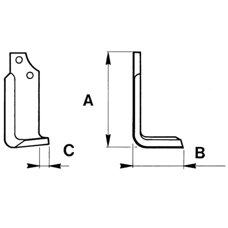 LAME DE ROTALABOUR/ROTAVATOR DROITE 190 X 60 X 6 