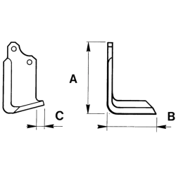 LAME DE ROTALABOUR/ROTAVATOR DROITE 180 X 80 X 7 