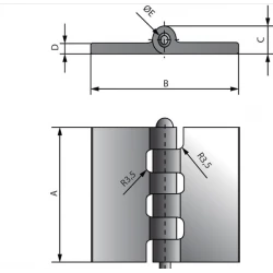 CHARNIERE A SOUDER 50 X 60 X 5 X 6 MM EN ACIER 