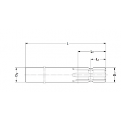 ARBRE CANNELE 1 COTE L 250 MM - 1"3/8 - 6 CANNELURES 