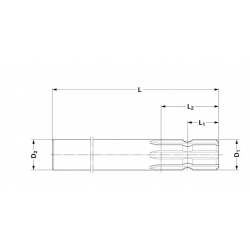 ARBRE CANNELE 1 COTE L 300 MM - 1"3/8 - 6 CANNELURES 
