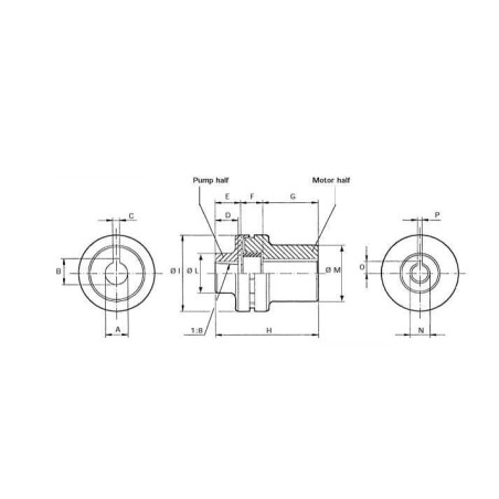 ACCOUPLEMENT ELASTIQUE POUR POMPE GROUPE 1 SORTIE 28 MM 