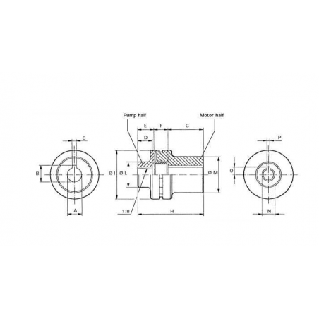 ACCOUPLEMENT ELASTIQUE POUR POMPE GROUPE 2 SORTIE 19 MM ACCOUPLEMENT ELASTIQUE POUR POMPE GROUPE 2 SORTIE 19 MM