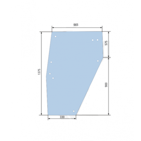 VITRE DE PORTE GAUCHE 8 TROUS - CHARNIERE 3 TROUS - 04347342 