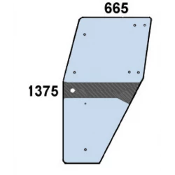 VITRE DE PORTE DROITE 9 TROUS - CHARNIERE 4 TROUS - 04358530 