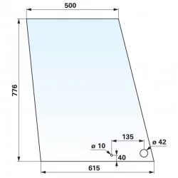 Vitre de porte droite - gauche massey ferguson 342, 350, 352, 355, 360, 362, 365, 372n, 375, 382n, 390, 396,