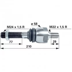 ROTULE AXIALE L 210 MM - M24 X 1,5 MM - M 22 X 1,5 MM 