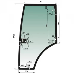 VITRE DE PORTE GAUCHE POUR RENAULT/CLAAS 