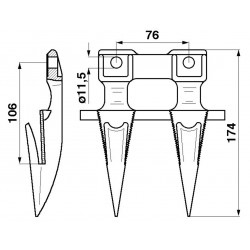 DOIGT DOUBLE  L 174 MM 