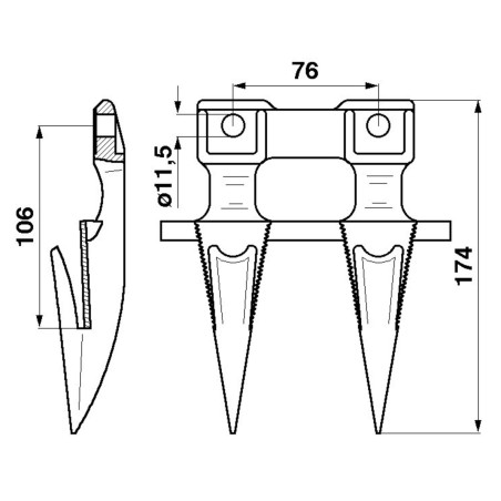 DOIGT DOUBLE  L 174 MM 