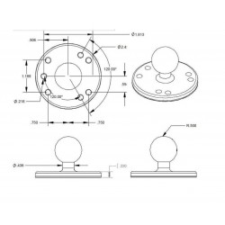SUPPORT RAM ADAPTATEUR ROND d25.4 -1'' 