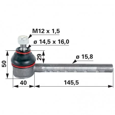 ROTULE DE DIRECTION L 170 MM - BARRE Ø 15 MM - CONE 14/16 MM ROTULE DE DIRECTION L 170 MM - BARRE Ø 15 MM - CONE 14/16 MM