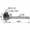 ROTULE DE DIRECTION L 170 MM - BARRE Ø 15 MM - CONE 14/16 MM ROTULE DE DIRECTION L 170 MM - BARRE Ø 15 MM - CONE 14/16 MM