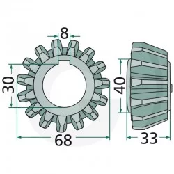 PIGNON 15 DENTS POUR FANEUSES VICON KV DEUTZ FAHR 