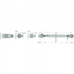 BARRA DE IMPULSO PARA EMPILHADEIRA/ROSCA DE JUNTA ESFÉRICA 36 X 3 MM 485/720 MM CAT.2
