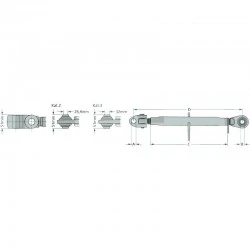 BARRE DE POUSSEE CHAPPE/ROTULE FILEATAGE 36 X 3 MM  485/720 MM CAT.2