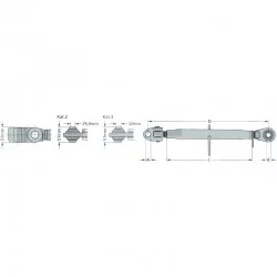 BARRA DI SPINTA CARRELLO CARRELLO/GIUNTO A SFERA FILETTO 36 X 3 MM 485/720 MM CAT.2