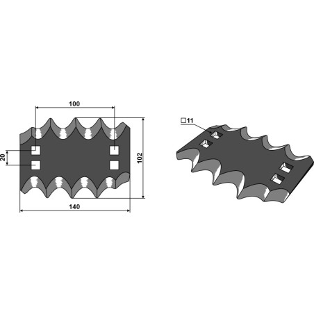COUTEAU  RECTANGULAIRE GAUCHE  