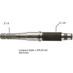 ARBRE DE PRISE DE FORCE POUR FENDT FARMER 310 - 311 - 312 ... ( 1"3/8 -Z6 ) 