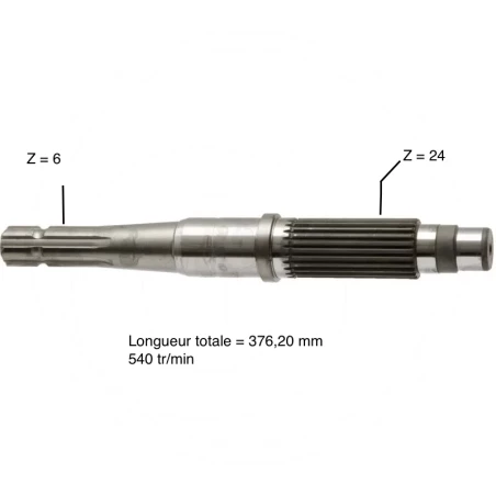 ARBRE DE PRISE DE FORCE POUR FENDT FARMER 310 - 311 - 312 ... ( 1"3/8 -Z6 ) 