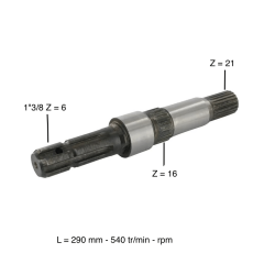 ARBRE DE PRISE DE FORCE 6 CANNELURES POUR JOHN DEERE - R38224 