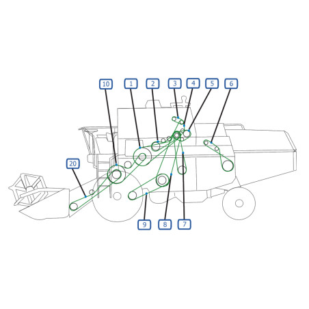 RIEMEN FÜR DIE LINKE SEITE DES MÄHDRESCHERS JOHN DEERE 975 - 975HY/4
