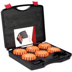 COFFRET DE 6 BALISES LED FLASH ORANGE MAGNETIQUE 