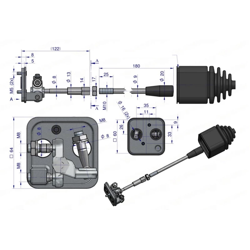 KIT DE COMMANDE EN CROIX POUR DISTRIBUTEUR MONOBLOC A LEVIER monolevier ...