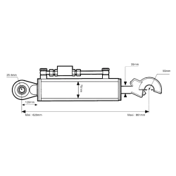 BARRE DE POURSSE HYDRAULIQUE ROTULE/CROCHET CAT 2/2 CYLINDRE 70 MM L 620 MM 