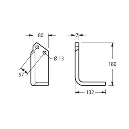 LAME DE FRAISE DROITE POUR HOWARD  132 X 80 X 180 EP 7 MM - TR 13 - EA 57 