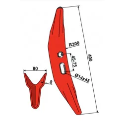 SOC COTE DE MELON 400 X 80 X 8 MM - EA 45-75 MM
