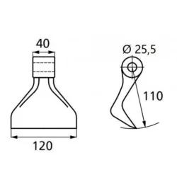 MARTEAU DE BROYEUR 40 X 120 R110 TR 25,5 MM 