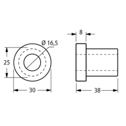 ENTRETOISE EPAULEE POUR MARTEAU 30 X 38 X 16,5 MM 
