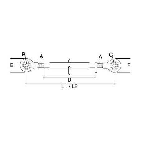 PUSH BAR THREAD 27 X 3 MM 300/350 MM CAT.2