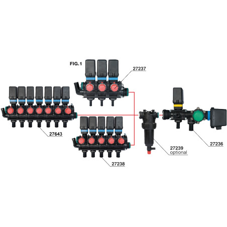 Electric valve assembly with calibrated returns