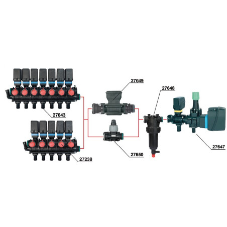 Electric valve assembly with calibrated returns