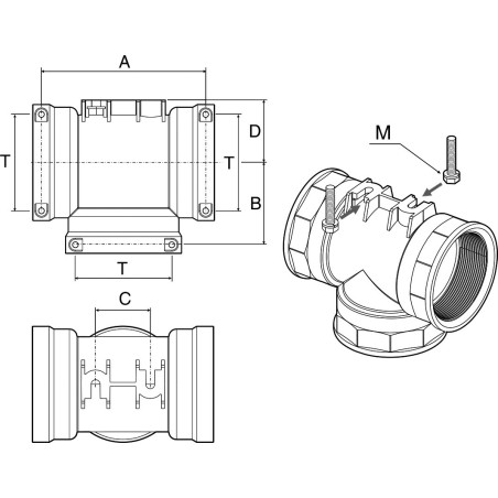 T-junction with FEMALE connection 