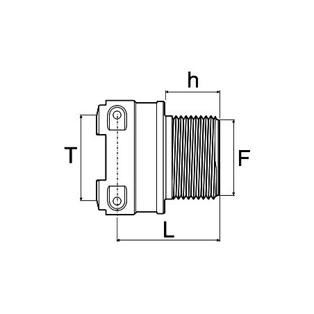 Male threaded fitting with female connection 