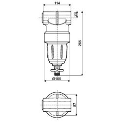 Self-cleaning in-line filter for atomizers