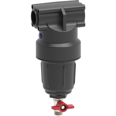 Self-cleaning in-line filter for atomizers