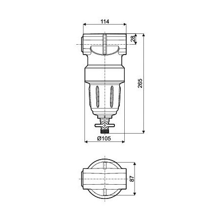 Self-cleaning in-line filter for atomizers