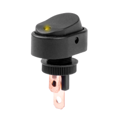 INTERRUPTEUR ON/OFF - 12V - 24 V - OVALE AVEC LUMIERE JAUNE 