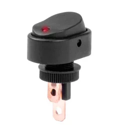 INTERRUPTEUR ON/OFF - 12V - 24 V - OVALE AVEC LUMIERE ROUGE 