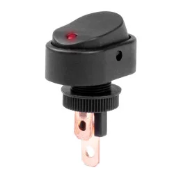 INTERRUPTEUR ON/OFF - 12V - 24 V - OVALE AVEC LUMIERE ROUGE 