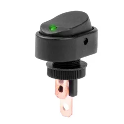 INTERRUPTEUR ON/OFF - 12V - 24 V - OVALE AVEC LUMIERE VERTE 