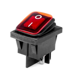 INTERRUPTEUR ON/OFF - 12V/24V - RECTANGLE 22X30 MM- TEMOIN LUMINEUX ROUGE 