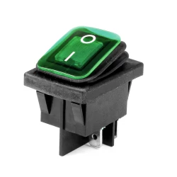 INTERRUPTEUR ON/OFF - 12V/24V - RECTANGLE 22X30 MM- TEMOIN LUMINEUX VERT 